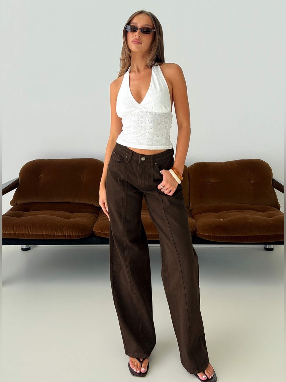Princess Polly Magil Brown Straight Leg Jeans Size 10